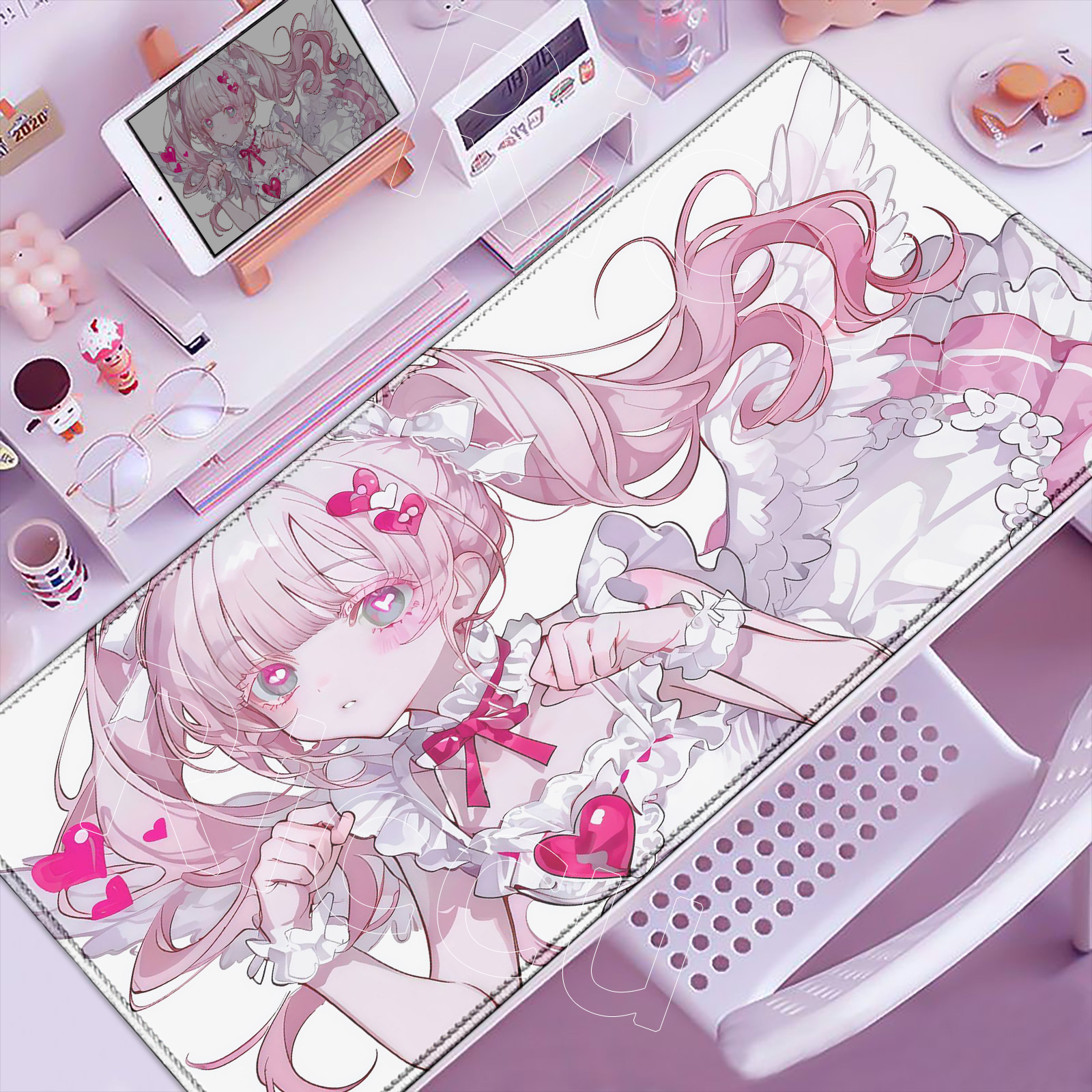 Pc Gaming Pink - Cute Anime Girl Mouse Pad Pink