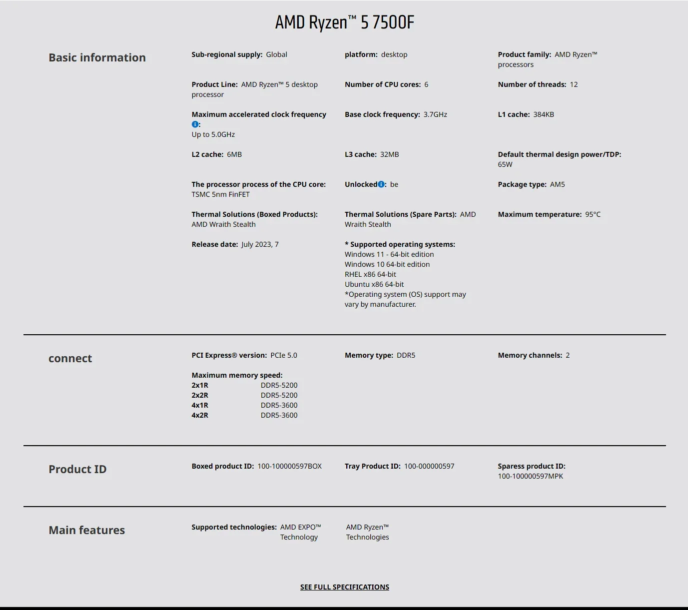 AMD Ryzen 5 7500F 3.7GHz 6-Cor - Pc Gaming Amd Ryzen 5 incelemesi ve fiyatı
