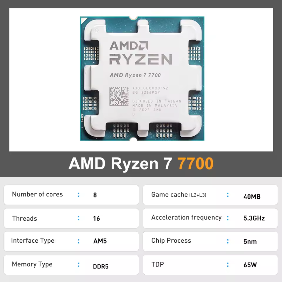 AMD Ryzen 7 7700 R7 7700 8 Cor - Pc Gaming Amd Ryzen 5 incelemesi ve fiyatı